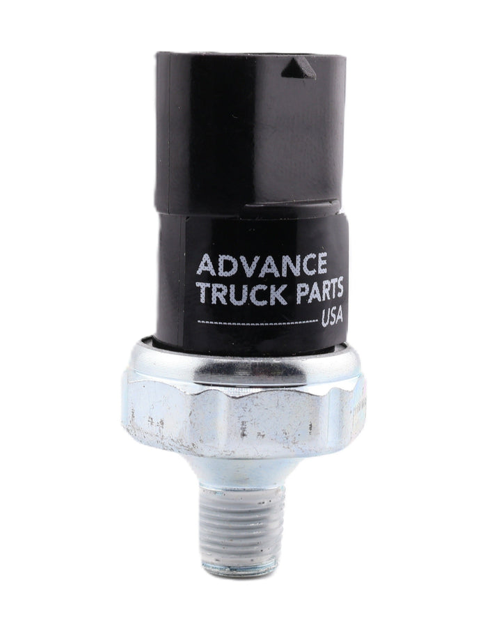 Advance Truck Parts USA FSC 1749-4162 2749-2108 normally open air pressure switch showing an upright front perspective with a black housing and metal threaded base on a plain background