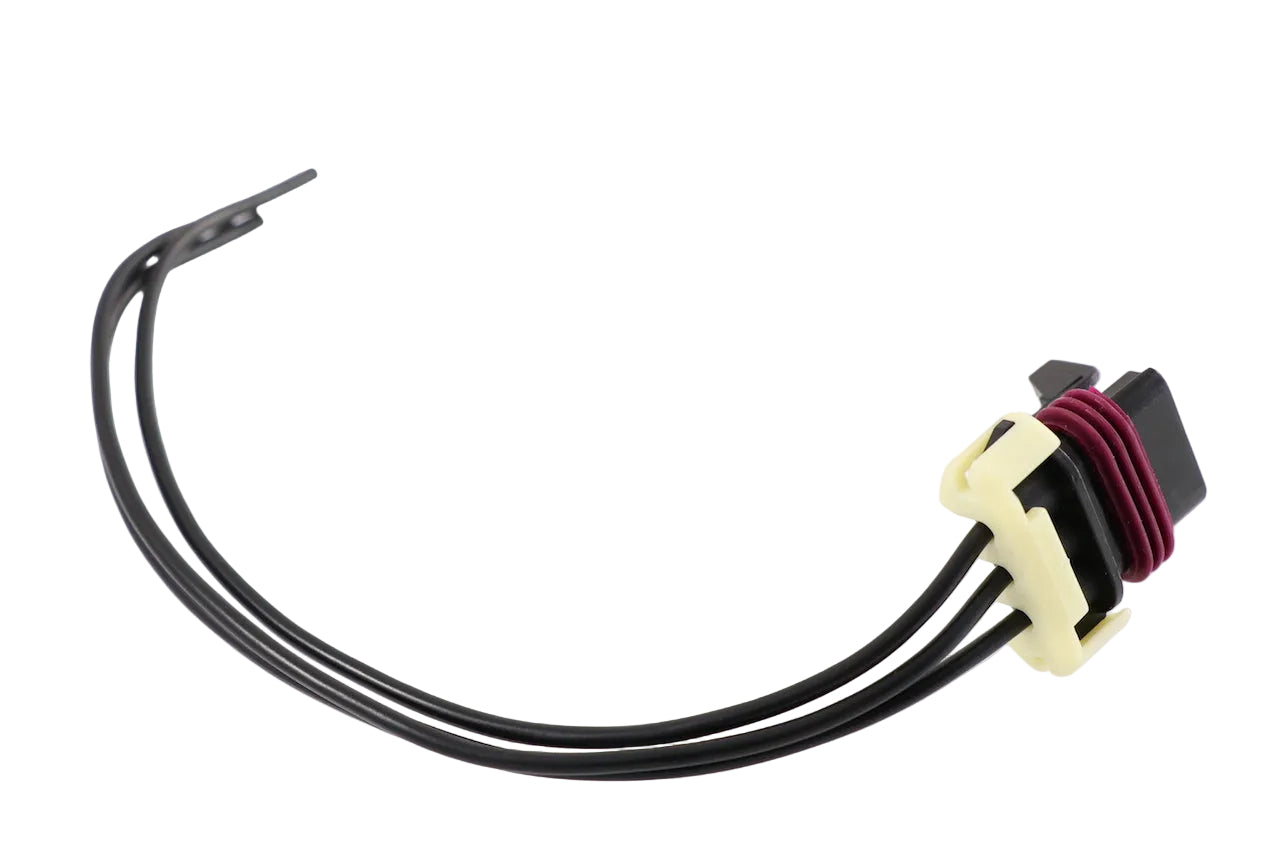 Advance Truck Parts genuine W094112 3-pin pigtail connector for low coolant level sensors on a plain background