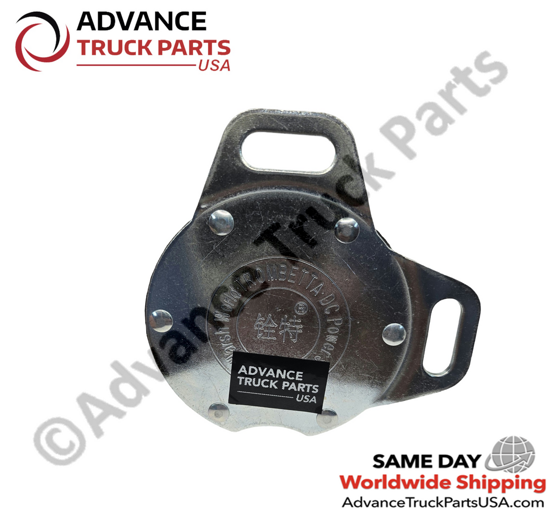 Advance Truck Parts USA branded studio bottom-up view highlighting the 90-degree mounting bracket slots of the Trombetta 150A relay