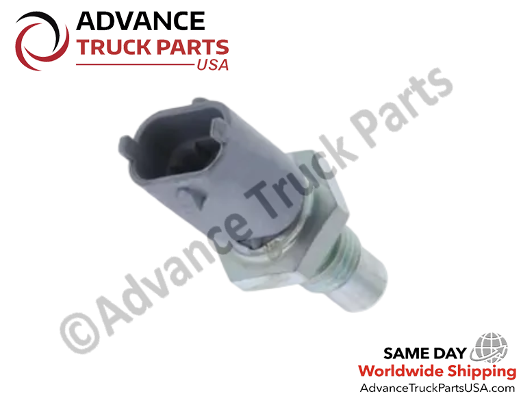 Advance Truck Parts USA 1836537C91 temperature sensor displaying an angled studio perspective focusing on the electrical connector socket on a branded background