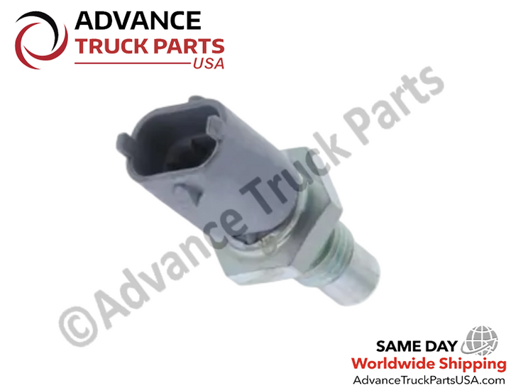 Advance Truck Parts USA 1836537C91 temperature sensor displaying an angled studio perspective focusing on the electrical connector socket on a branded background