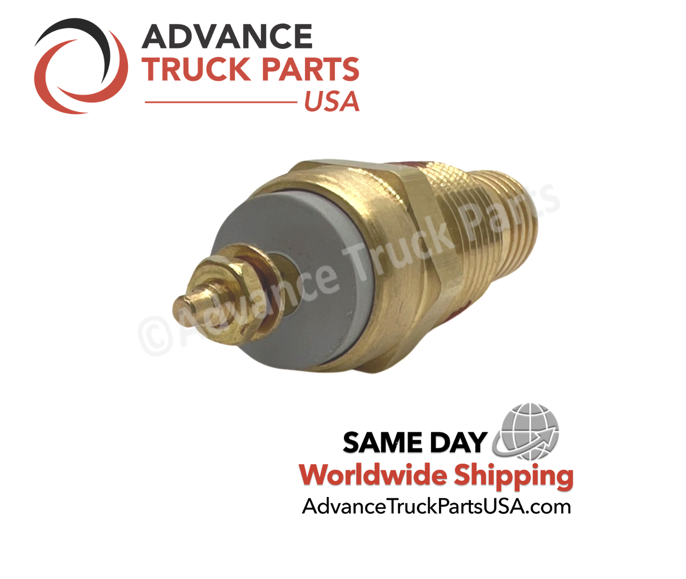 Advance Truck Parts USA branded studio side perspective displaying the hexagonal fitting and threaded connection point