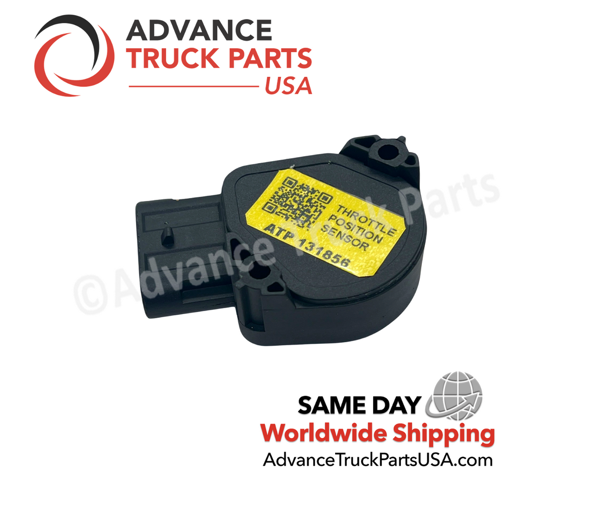 Advance Truck Parts USA branded studio view of the throttle position sensor with yellow product label