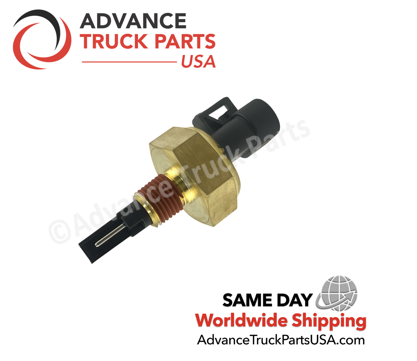 Advance Truck Parts USA 06-78195-000-HD heavy-duty coolant level sensor featuring brass housing and threaded probe on a branded background