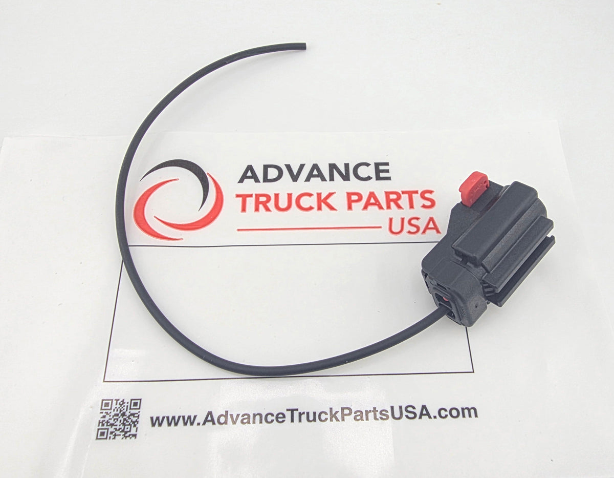 Advance Truck Parts USA 1-pin pigtail connector displaying an overhead studio view of the harness and housing