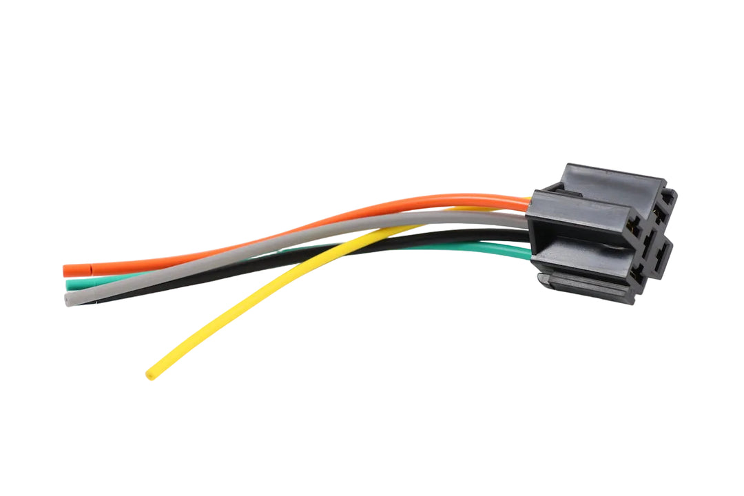Advance Truck Parts USA 5-pin relay harness socket showing a clean studio view of the black connector block and multi-colored wire leads