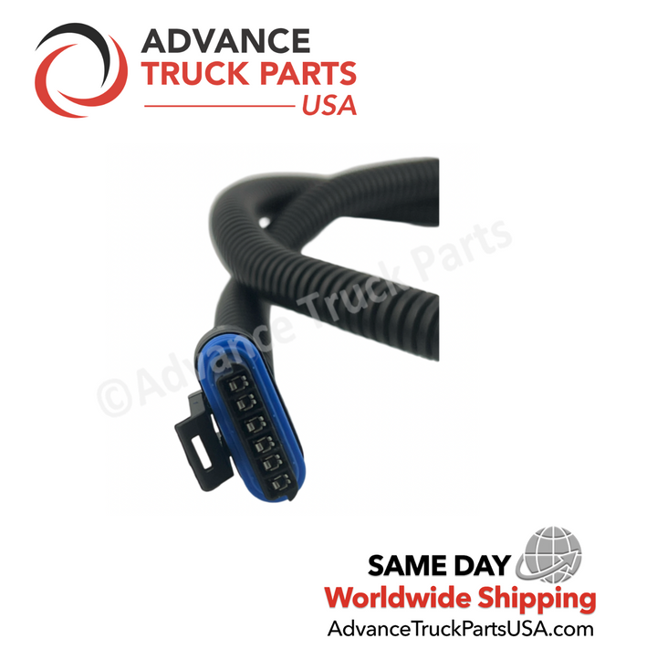 Advance Truck Parts USA Williams 6-pin harness showing a macro perspective of the multi-pin connector plug and blue weather seal