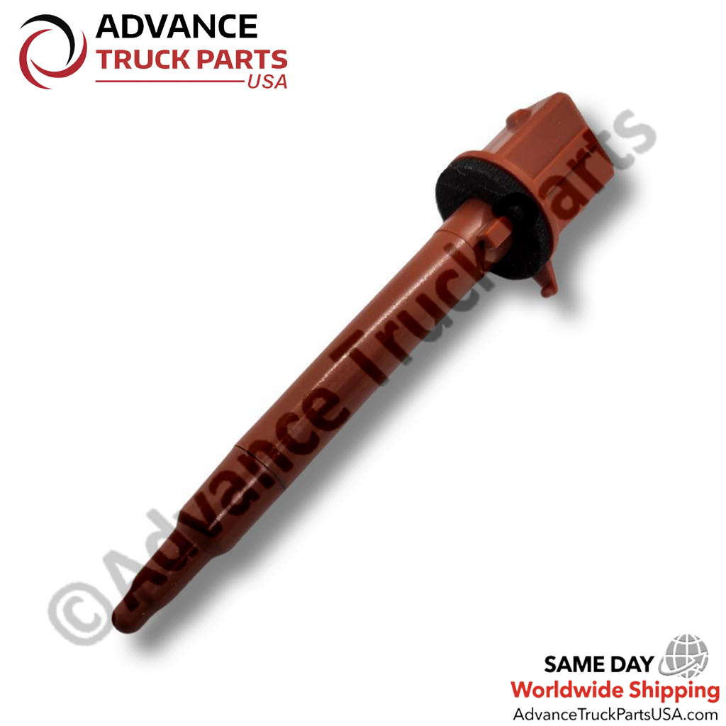Advance Truck Parts USA ATP A/C evaporator thermistor showing the brown probe housing, sealing ring, and 2-pin connector