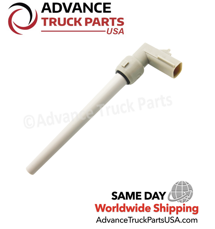 Advance Truck Parts USA Cascadia coolant level sensor displaying an angled studio view of the long probe and connector