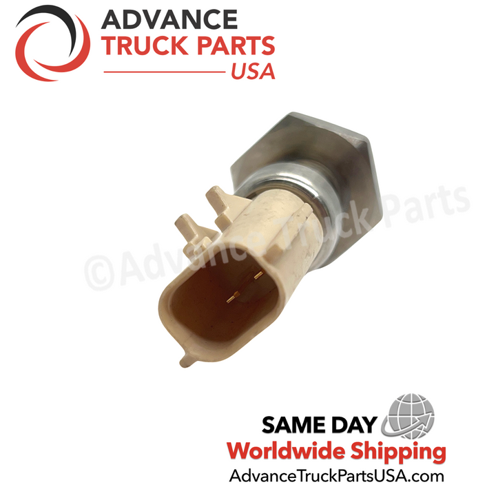 Advance Truck Parts USA genuine Cummins EGR temperature sensor showing a top-down view focusing on the 2-pin electrical connector layout