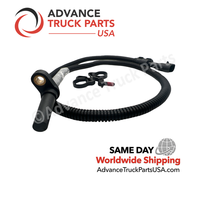 Advance Truck Parts USA Cummins turbocharger speed sensor kit displaying an angled studio view of the coiled harness and hardware