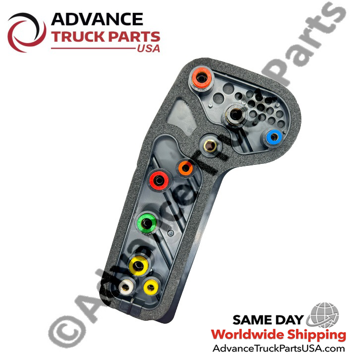 Advance Truck Parts USA Freightliner switch manifold displaying an angled studio view of the port layout against a branded background