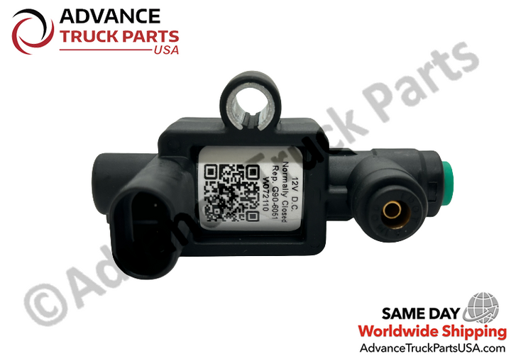 Advance Truck Parts USA G90-6051 solenoid valve showing the mounting hole and electrical connector on a branded background