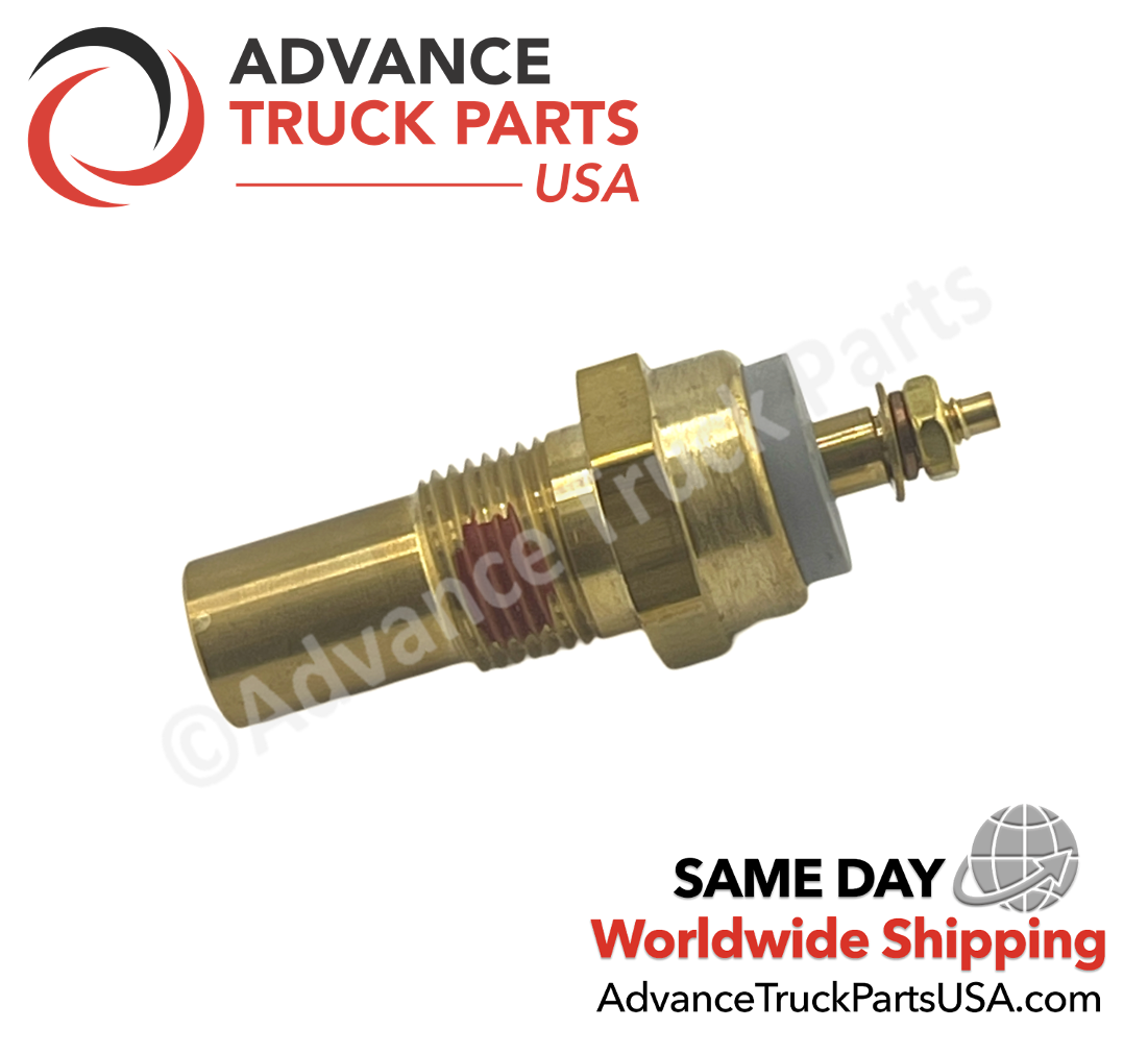Advance Truck Parts USA Generac temperature switch displaying a horizontal studio view of the brass threaded housing and terminal stud on a branded background
