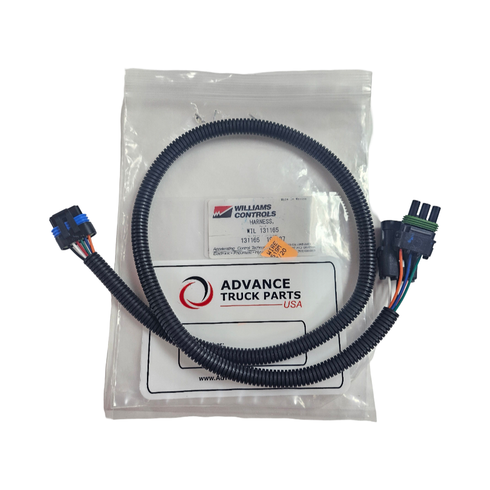 Advance Truck Parts USA 131165 Williams harness showing the complete packaged assembly laid out with branded backing and part identification tags
