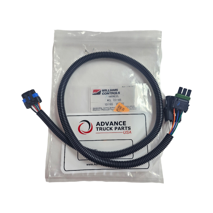 Advance Truck Parts USA 131165 Williams harness showing the complete packaged assembly laid out with branded backing and part identification tags