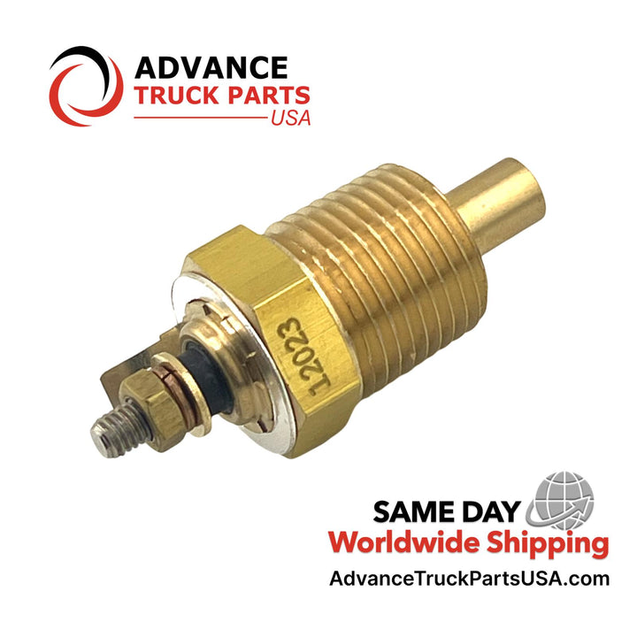 Advance Truck Parts USA K379-12 Kenworth temperature sender reverse profile view on a branded background