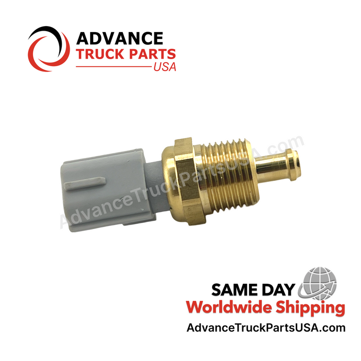 Advance Truck Parts USA International Navistar temperature sensor displaying a reversed horizontal side profile studio perspective 