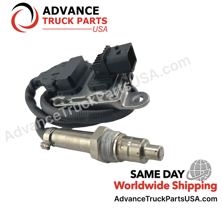 Advance Truck Parts USA nitrogen oxide sensor showing a close-up studio view focusing on the threaded probe and housing