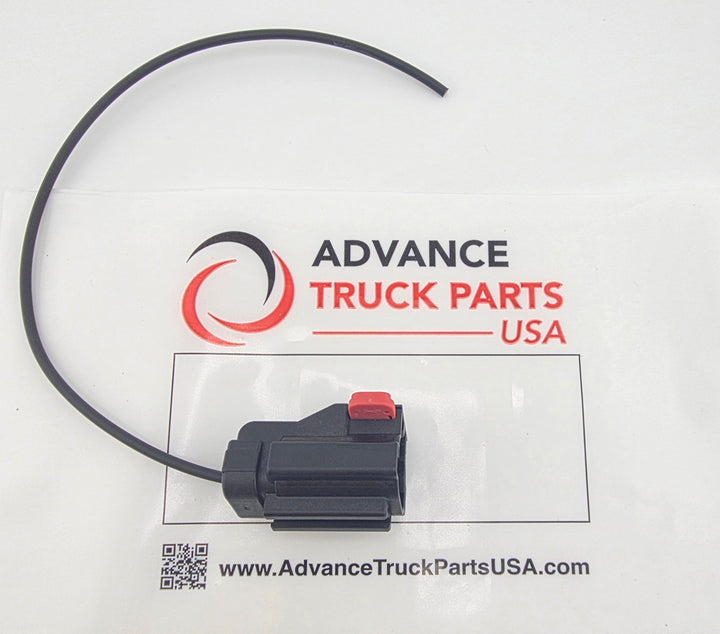 Advance Truck Parts USA 1-pin pigtail connector showing a side-profile studio perspective of the wire lead curving away from the housing 