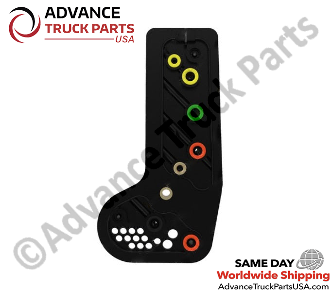Advance Truck Parts USA Freightliner switch manifold displaying a top-down profile view of the structured housing and color-coded fittings