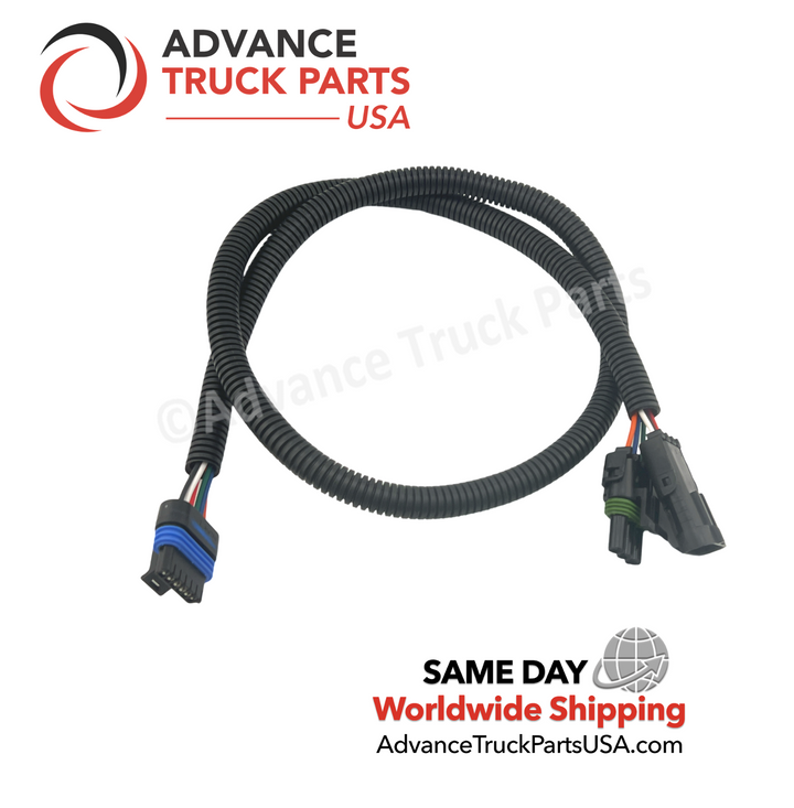 Advance Truck Parts USA Williams 6-pin harness displaying an unboxed studio view of the protective corrugated loom and connector ends