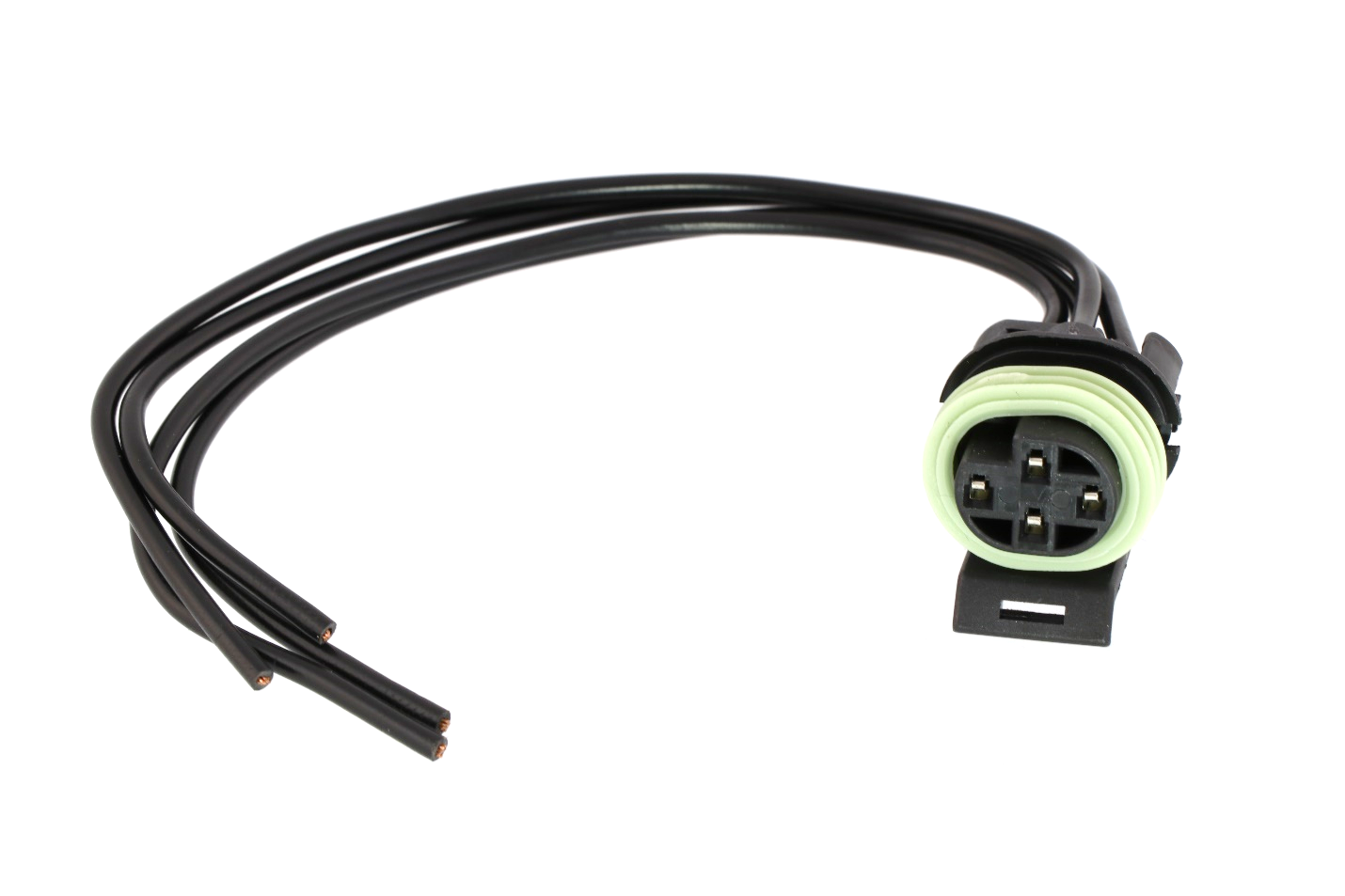 Advance Truck Parts USA W094102 pigtail connector for coolant level sensor featuring lead wires and a 4-prong plug housing on a plain background