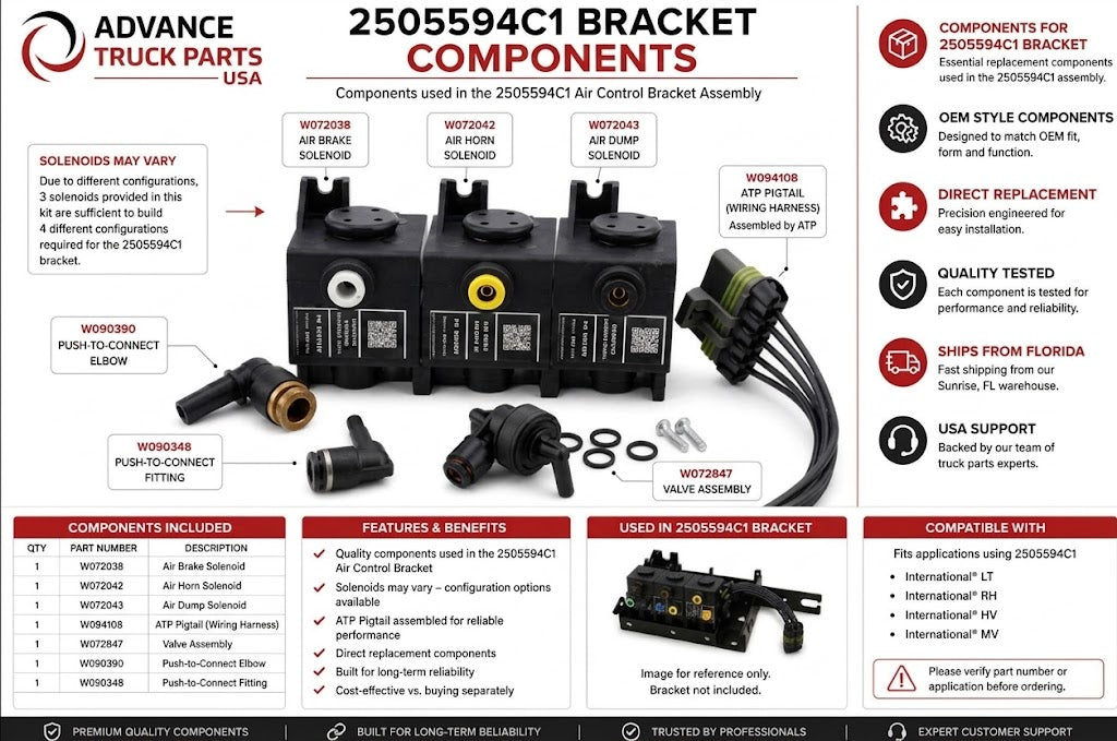 2506712C91 Genuine Navistar International Air Brake Solenoid Valve (Normally Open)
