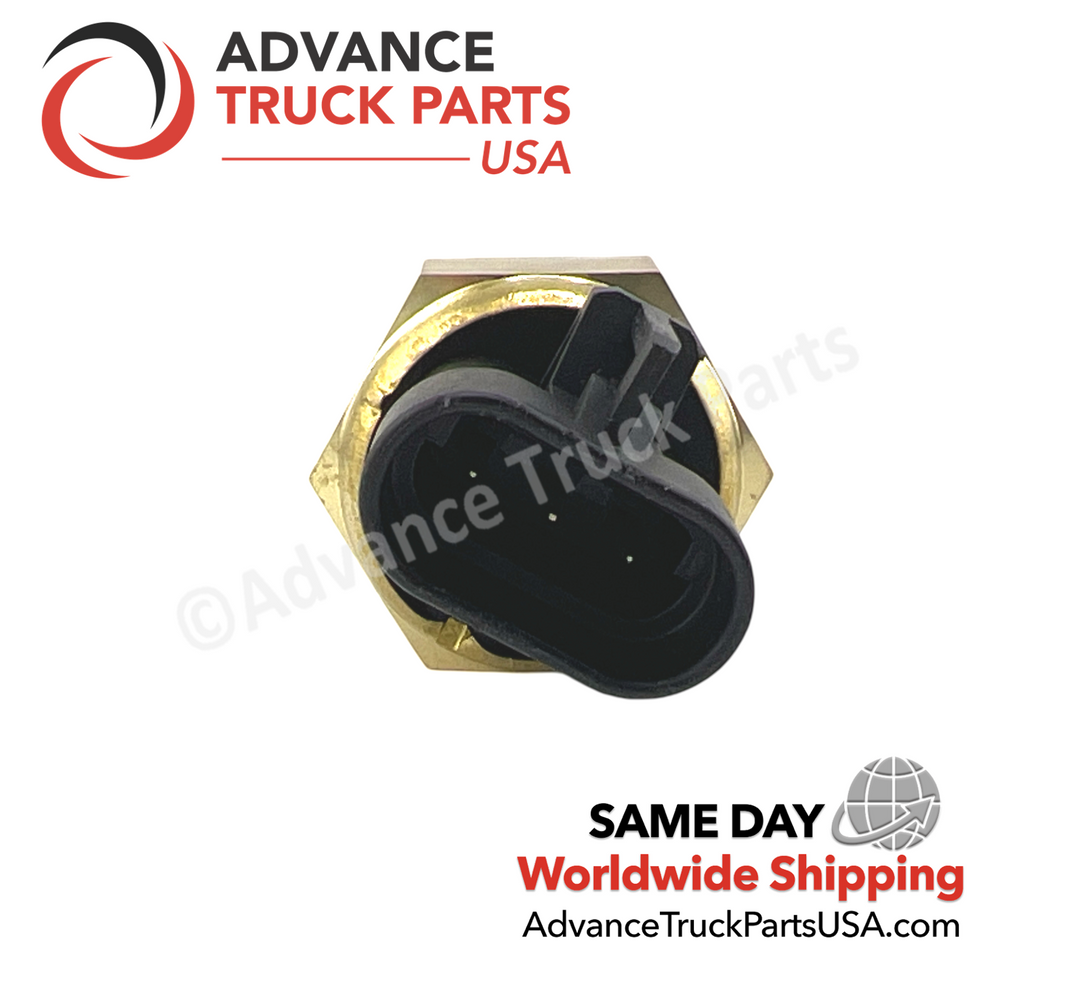 Advance Truck Parts USA branded studio close-up view highlighting the 3-pin electrical connector of the 06-78195-000-HD coolant level sensor