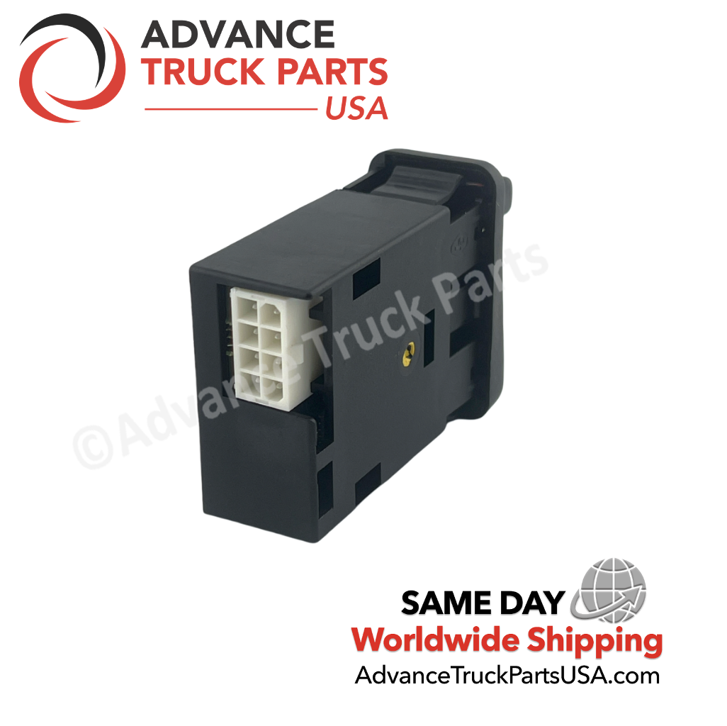 Advance Truck Parts USA branded studio view showing the 8-pin electrical connector plug on the back of the 1006-11 Freightliner wiper switch