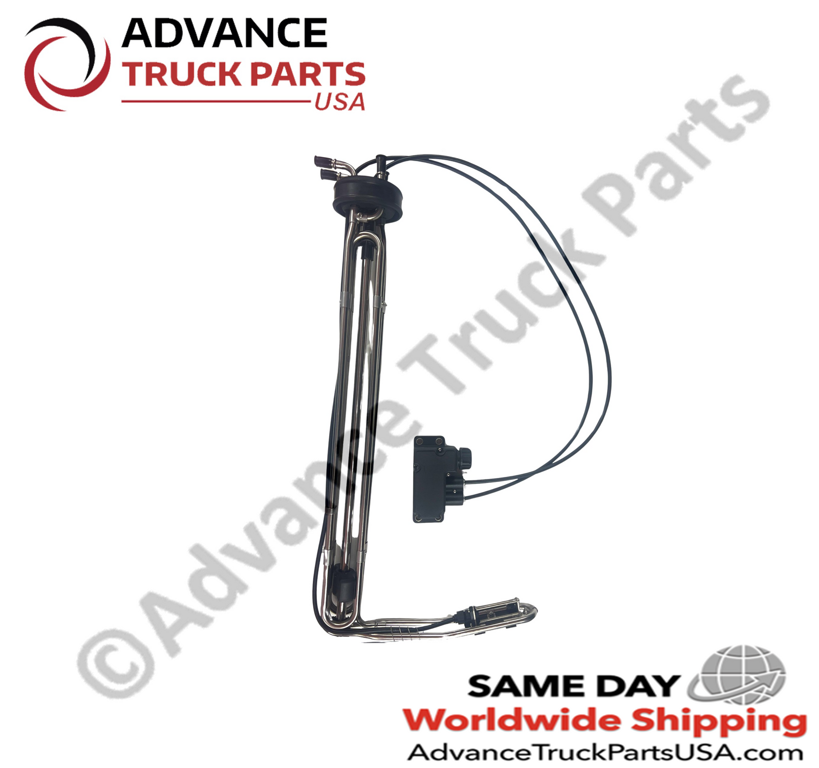 72-inch DEF tank level sensor assembly distributed by Advance Truck Parts USA for Mack and Volvo commercial vehicles