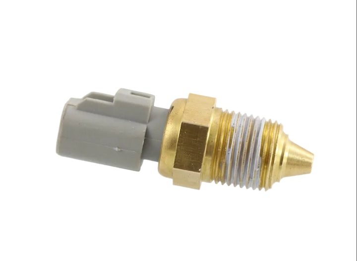 Advance Truck Parts USA 3536822C1 International oil temperature sensor featuring a brass threaded base with pre-applied thread sealant and a gray 2-pin connector on a plain background