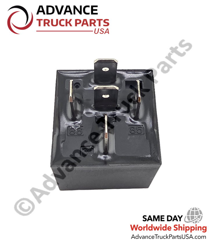 Advance Truck Parts USA Bottom pin layout and terminal numbering for the 24V 5-pin changeover relay