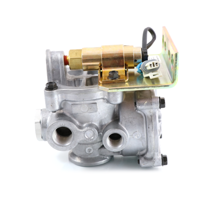 Advance Truck Parts USA 5040-311-01 Freightliner Paccar lift axle control valve and solenoid on a plain background