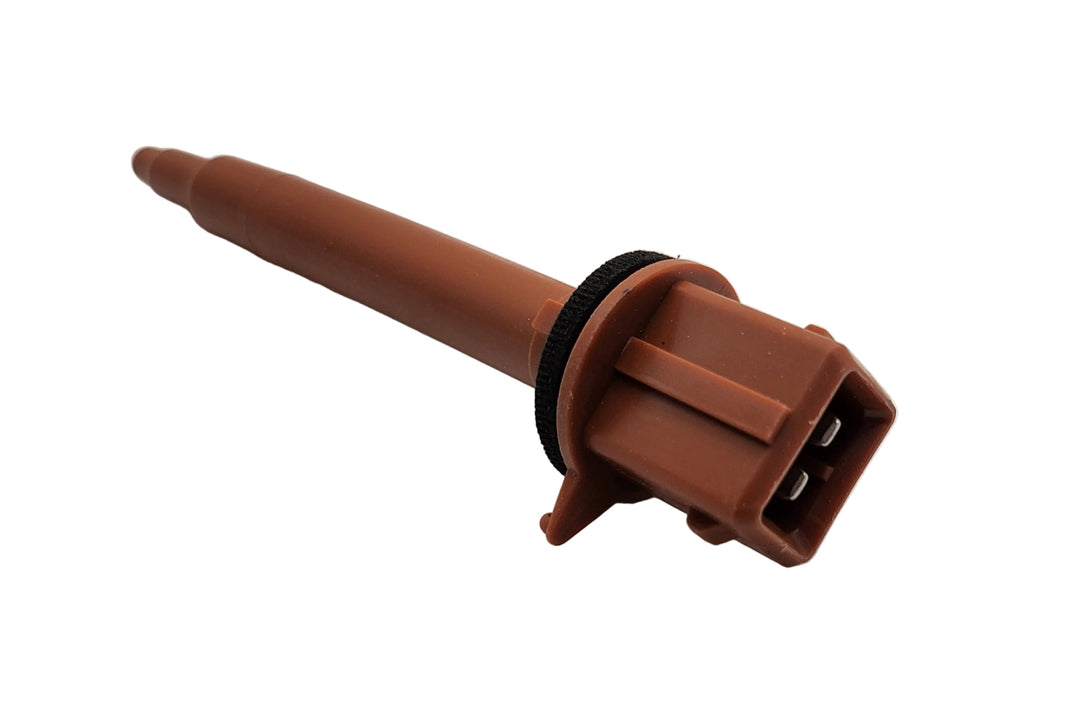 Advance Truck Parts USA 664916Q A/C evaporator thermistor featuring a brown plastic probe body, foam gasket seal, and 2-pin connector 