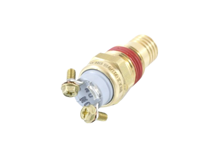 8037048 ATP 200 deg F dual thermal fan switch featuring a brass housing and screw terminals on a plain background