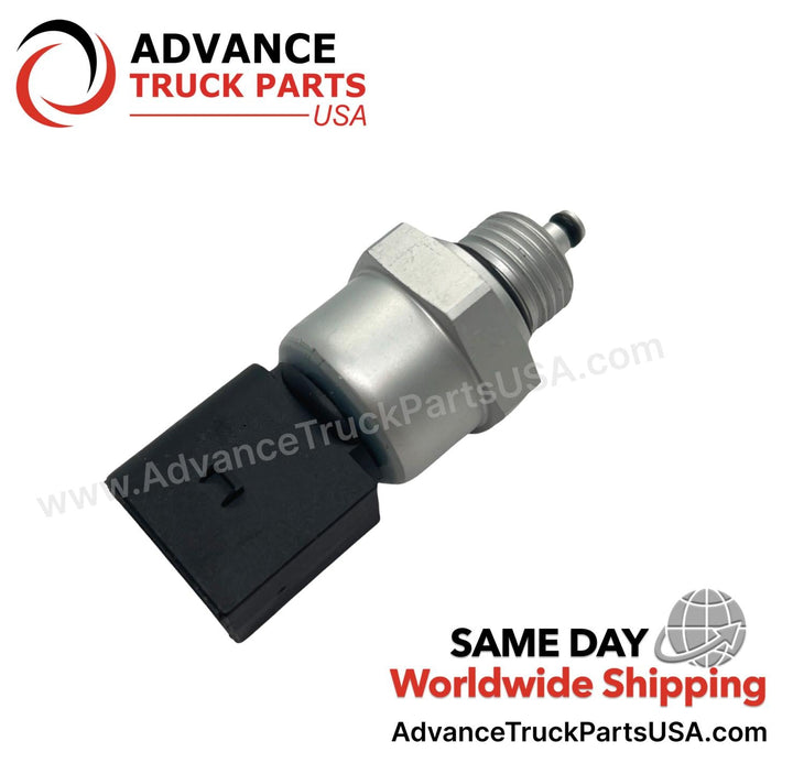 Advance Truck Parts USA Detroit Diesel oil pressure sensor showing a horizontal studio profile of the sensor assembly