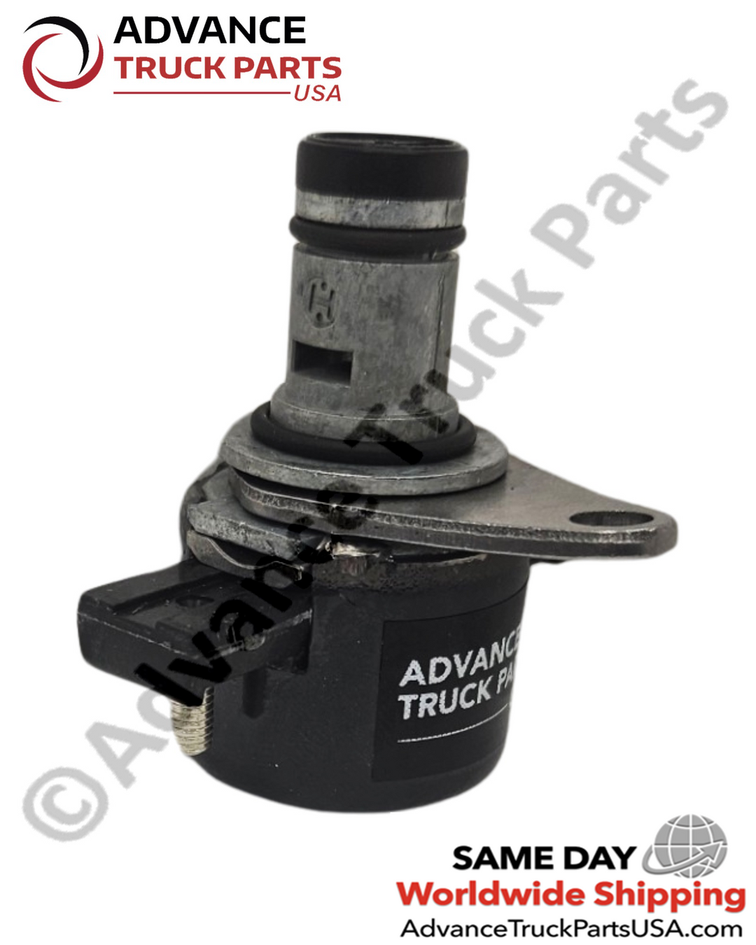 Advance Truck Parts USA branded studio perspective of the A4721531259 engine brake solenoid for Detroit Diesel DD13 and DD15 engines