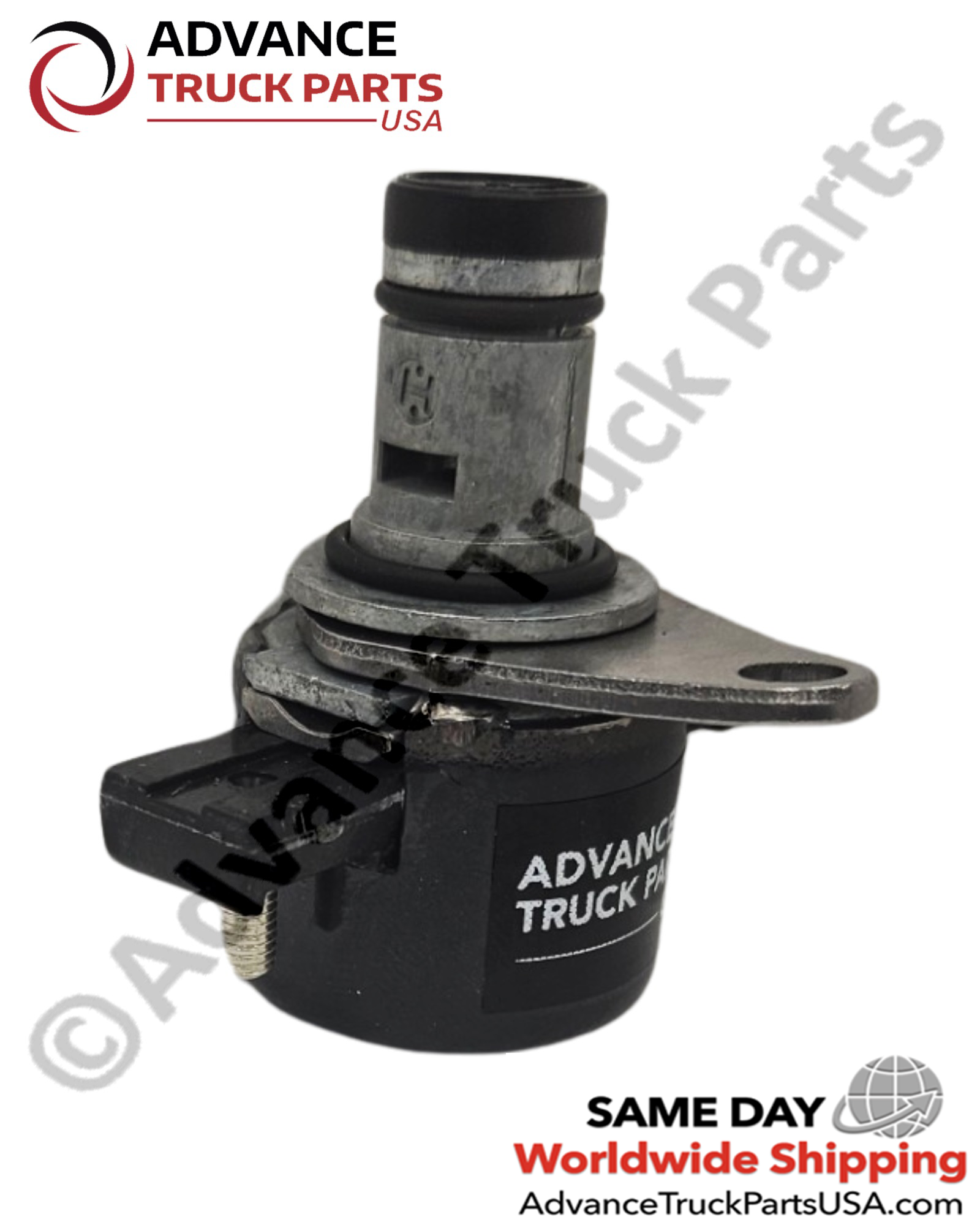 Advance Truck Parts USA branded studio perspective of the A4721531259 engine brake solenoid for Detroit Diesel DD13 and DD15 engines