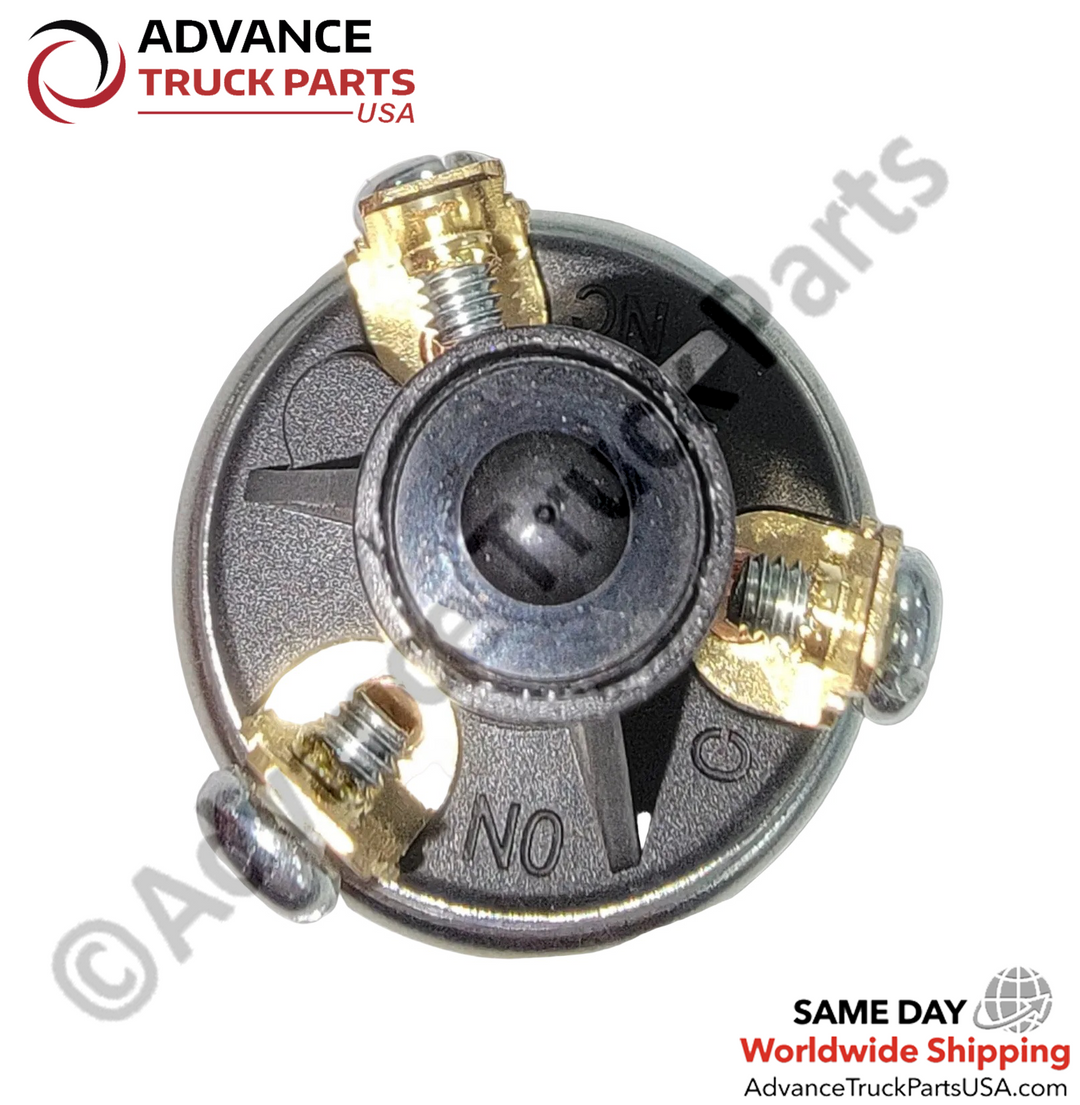 Advance Truck Parts USA air brake pressure switch displaying a close-up studio top view of the electrical screw terminals and wiring connections on a branded background