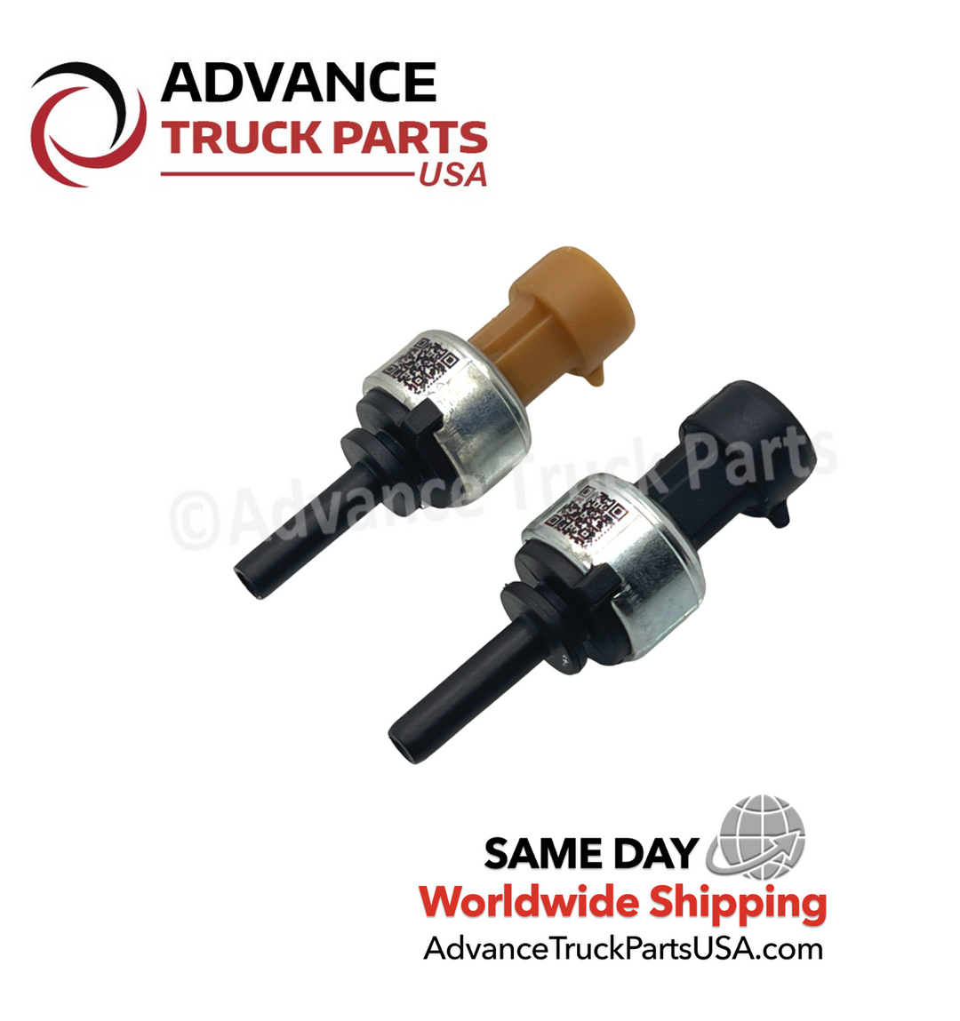 Advance Truck Parts USA air pressure switch kit showing a studio view highlighting the traceability code markings on the metal housings 