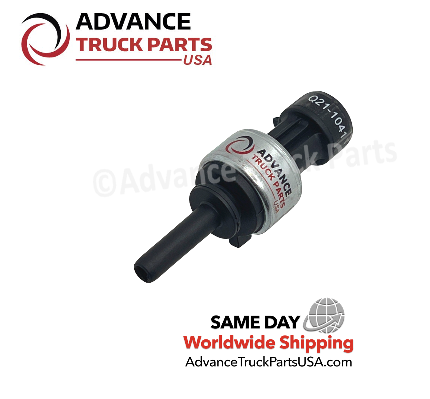Advance Truck Parts USA branded studio angled view of the Kenworth 0-150 psi air pressure switch
