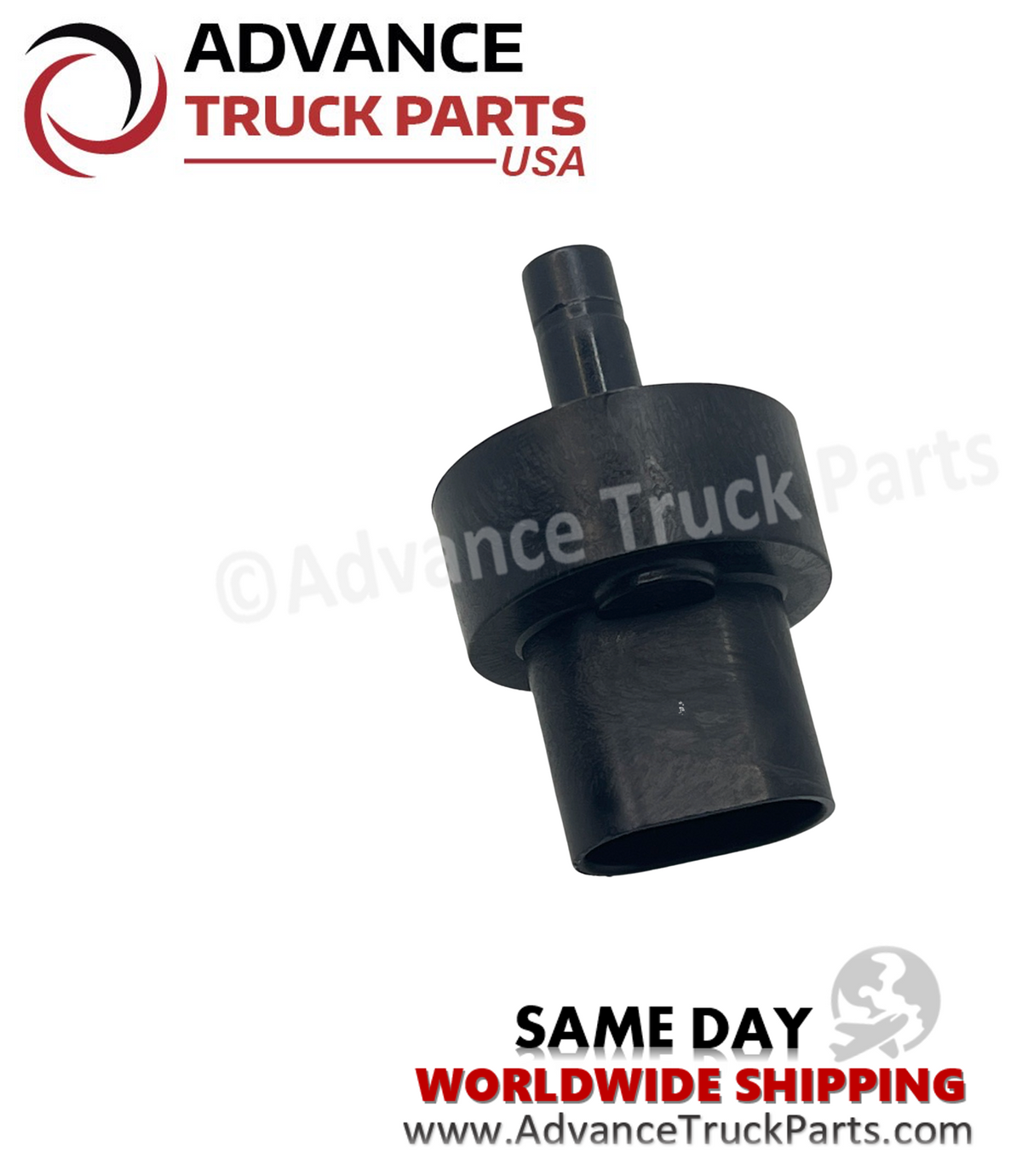 Advance Truck Parts USA air pressure switch displaying a studio perspective of the black manifold switch housing 