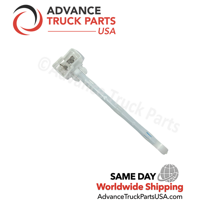 Angled view of the Advance Truck Parts USA thermistor probe body and connector pins