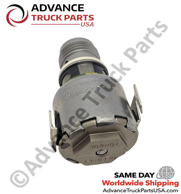 Advance Truck Parts USA Bottom view showing torque specifications on the 12V dual lead Cummins Jake Brake solenoid valve 4026538