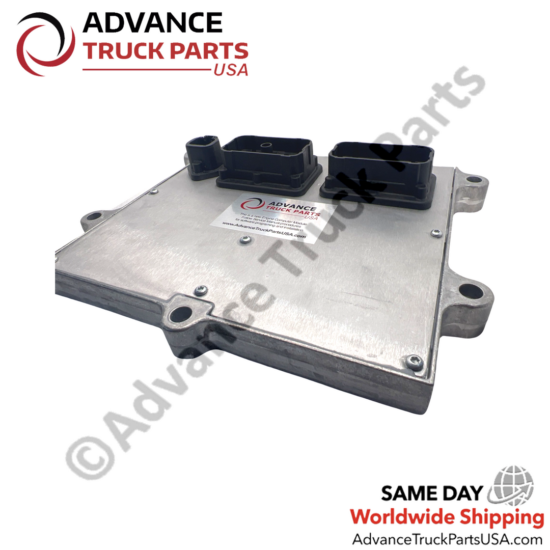 Advance Truck Parts USA Genuine Cummins electronic control module angled perspective highlighting heavy-duty cast metal housing and recessed mounting bolt ears