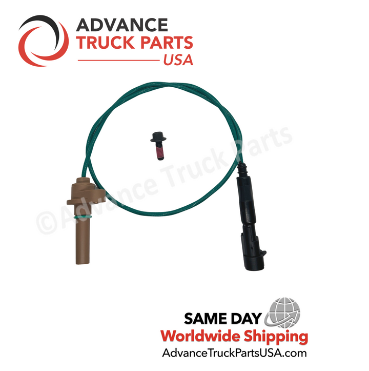 Advance Truck Parts USA Cummins ISX turbocharger speed sensor kit showing a top studio view of the probe and connector layout