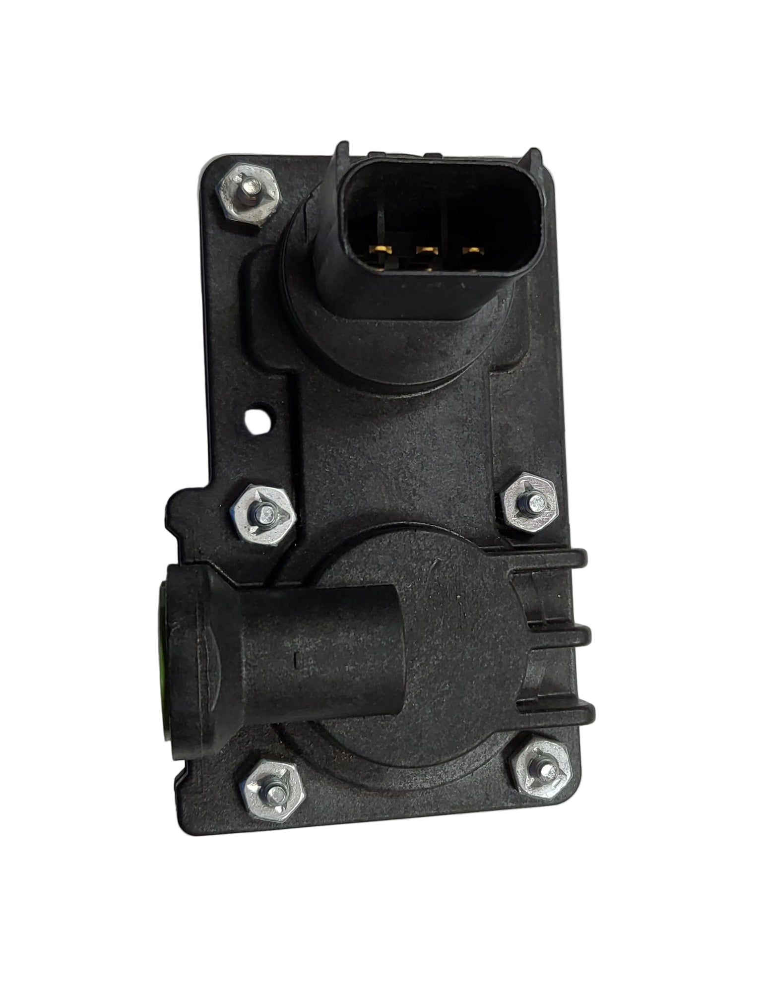 Advance Truck Parts Detroit Diesel EGR pressure sensor close-up view highlighting the 3-pin electrical connector receptacle and internal contact pins on a branded background