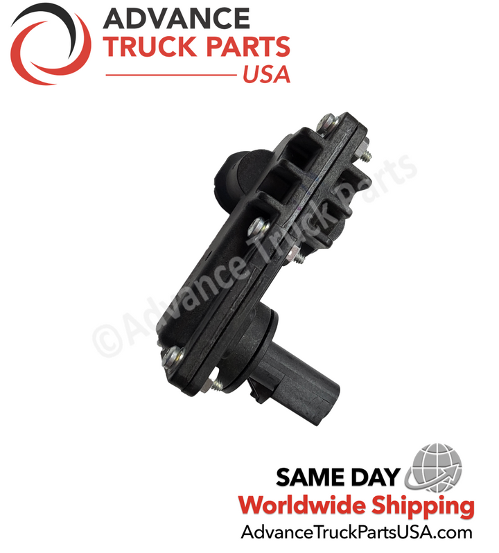 Advance Truck Parts EGR differential pressure sensor showing a horizontal studio side profile highlighting the mounting hardware and housing assembly