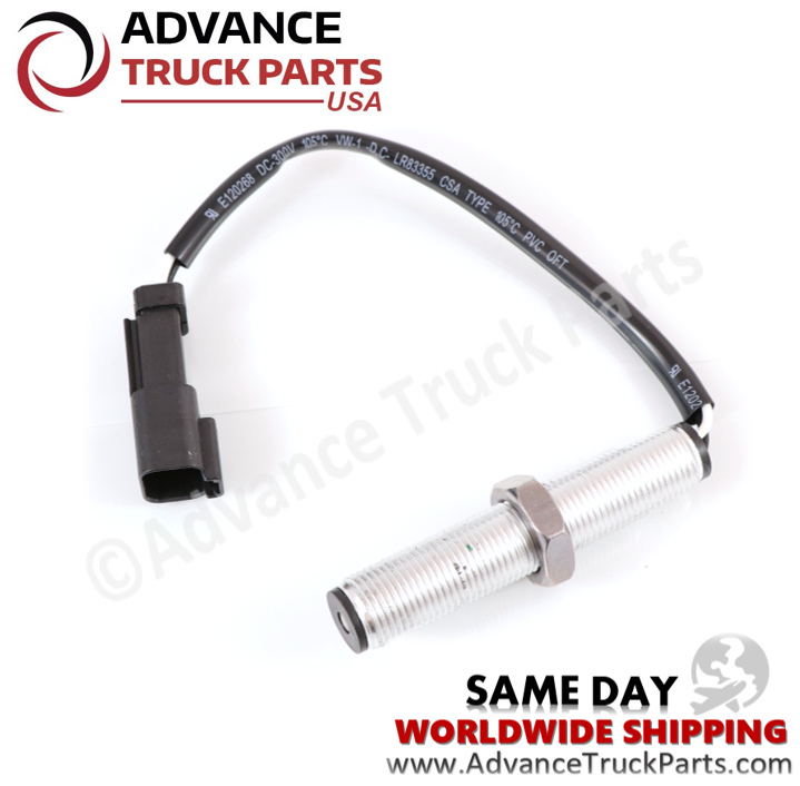 Advance Truck Parts USA excavator speed sensor displaying an angled studio perspective of the threaded body and wiring harness 